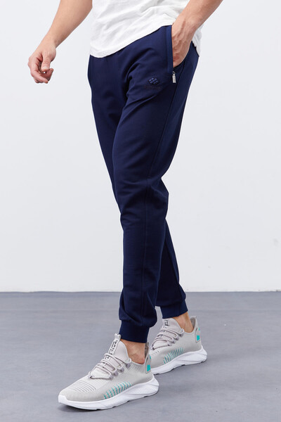 Tommylife Wholesale Indigo Zippered Pocket Slim Fit Jogger Men's Sweatpants - 84343 - Thumbnail