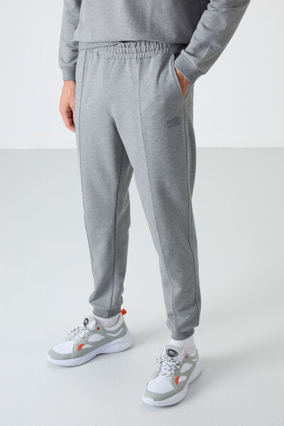 Tommylife Wholesale Keith Standard Fit Basic Men's Tracksuit Set 85231 Gray Melange - Thumbnail