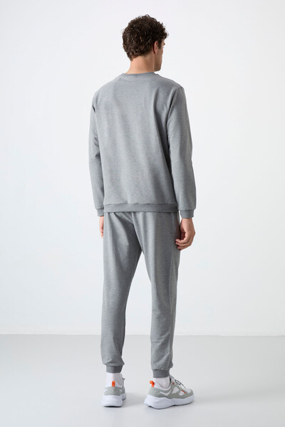 Tommylife Wholesale Keith Standard Fit Basic Men's Tracksuit Set 85231 Gray Melange - Thumbnail