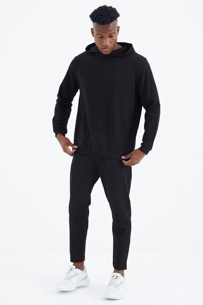 Tommylife Wholesale Kelvin Standard Fit Hooded Men's Tracksuit Set 85230 Black - Thumbnail