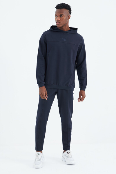 Tommylife Wholesale Kelvin Standard Fit Hooded Men's Tracksuit Set 85230 Indigo - Thumbnail