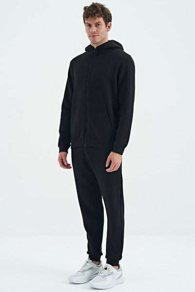 Tommylife Wholesale Kevin Comfort Fit Basic Men's Tracksuit Set 85191 Black - Thumbnail