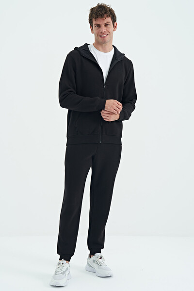 Tommylife Wholesale Kevin Comfort Fit Basic Men's Tracksuit Set 85191 Black - Thumbnail