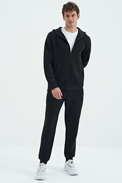 Tommylife Wholesale Kevin Comfort Fit Basic Men's Tracksuit Set 85191 Black - Thumbnail