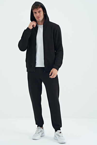 Tommylife Wholesale Kevin Comfort Fit Basic Men's Tracksuit Set 85191 Black - Thumbnail