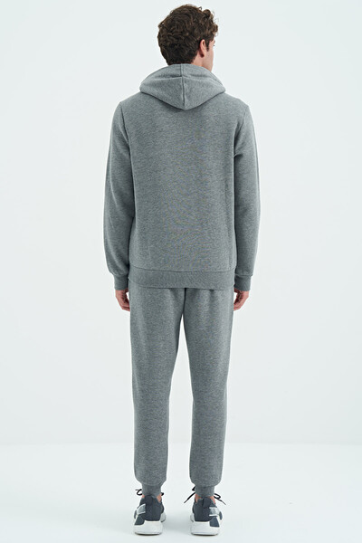 Tommylife Wholesale Kevin Comfort Fit Basic Men's Tracksuit Set 85191 Gray Melange - Thumbnail