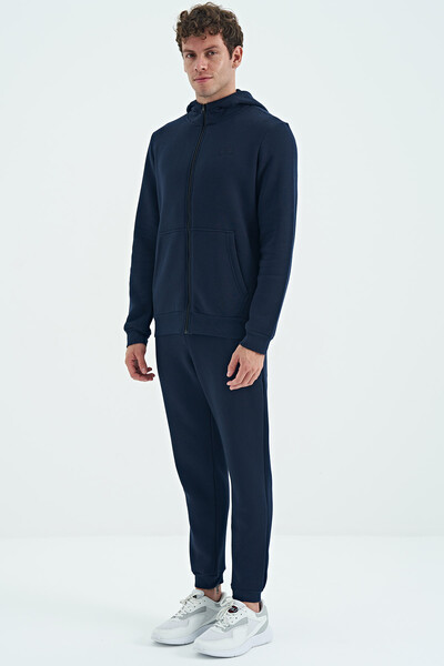 Tommylife Wholesale Kevin Comfort Fit Basic Men's Tracksuit Set 85191 Indigo - Thumbnail