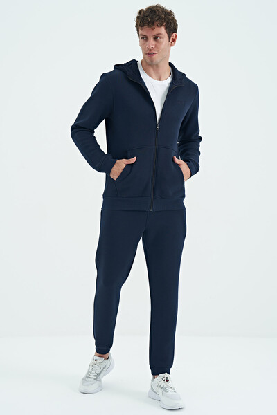 Tommylife Wholesale Kevin Comfort Fit Basic Men's Tracksuit Set 85191 Indigo - Thumbnail