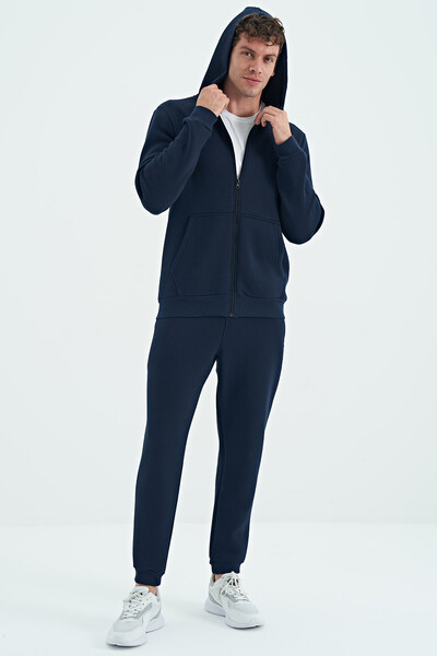 Tommylife Wholesale Kevin Comfort Fit Basic Men's Tracksuit Set 85191 Indigo - Thumbnail