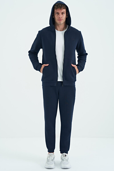 Tommylife Wholesale Kevin Comfort Fit Basic Men's Tracksuit Set 85191 Indigo - Thumbnail