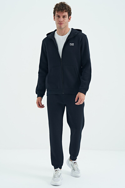 Tommylife Wholesale Kevin Comfort Fit Basic Men's Tracksuit Set 85191 Navy Blue - Thumbnail