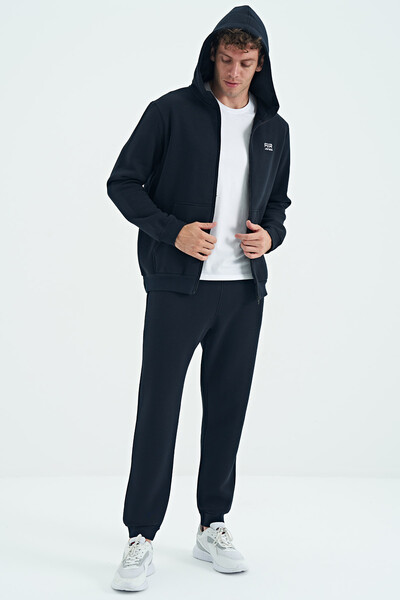 Tommylife Wholesale Kevin Comfort Fit Basic Men's Tracksuit Set 85191 Navy Blue - Thumbnail