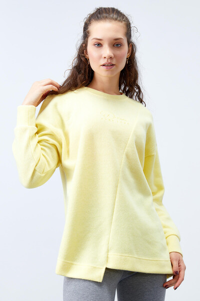 Tommylife Wholesale Lemon Fit Crew Neck Women's Oversize Sweatshirt - 97191 - Thumbnail