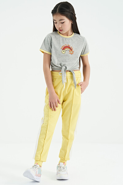 Tommylife Wholesale Lemon Pocket Detailed Jogger Girls Sweatpants - 75122 - Thumbnail