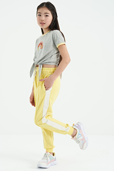 Tommylife Wholesale Lemon Pocket Detailed Jogger Girls Sweatpants - 75122 - Thumbnail