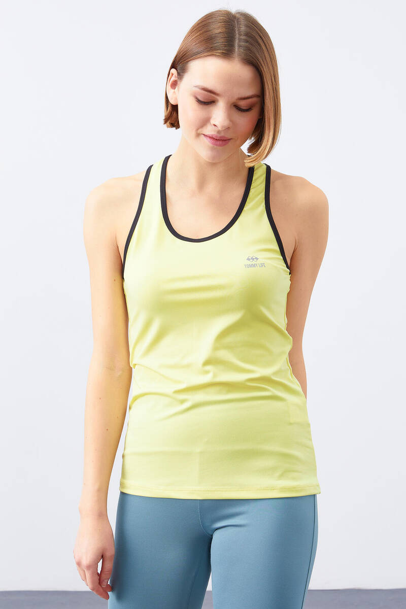 TOMMYLIFE - Tommylife Wholesale Lemon Sleeveless Standard Fit Women's Sports Tank Top - 97094