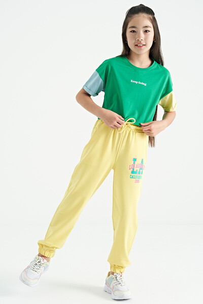 Tommylife Wholesale Lemon Standard Fit Jogger Girls Sweatpants - 75120 - Thumbnail