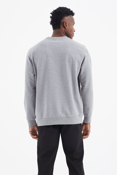 Tommylife Wholesale Leroy Crew Neck Standard Fit Men's Sweatshirt 88306 Gray Melange - Thumbnail