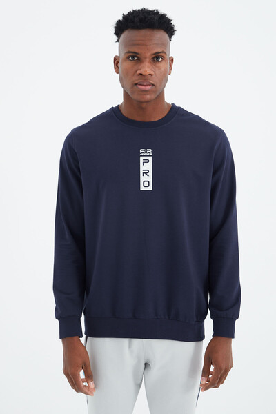 Tommylife Wholesale Leroy Crew Neck Standard Fit Men's Sweatshirt 88306 Indigo - Thumbnail