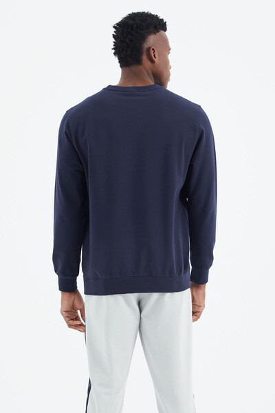 Tommylife Wholesale Leroy Crew Neck Standard Fit Men's Sweatshirt 88306 Indigo - Thumbnail