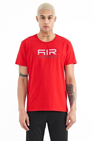 Tommylife Wholesale Liam Crew Neck Standard Fit Printed Men's T-Shirt 88207 Red - Thumbnail