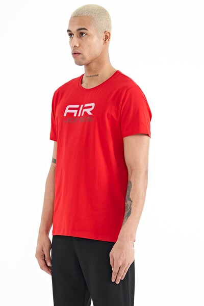 Tommylife Wholesale Liam Crew Neck Standard Fit Printed Men's T-Shirt 88207 Red - Thumbnail