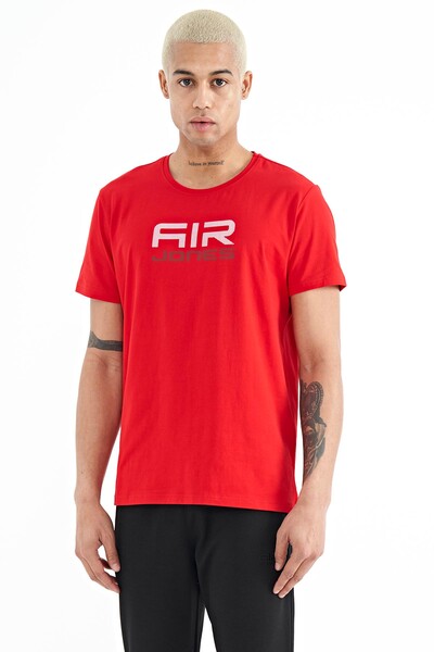 Tommylife Wholesale Liam Crew Neck Standard Fit Printed Men's T-Shirt 88207 Red - Thumbnail