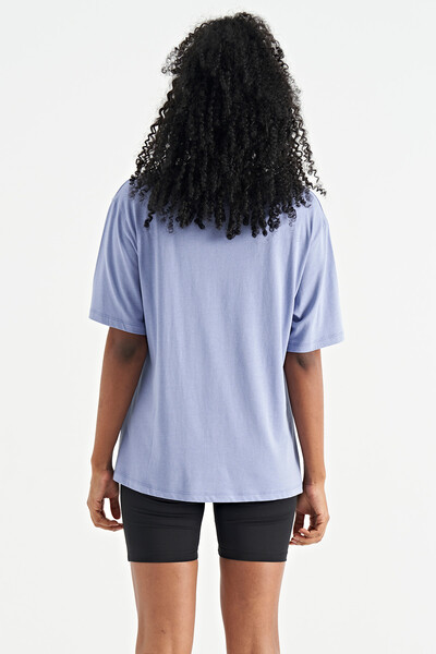 Tommylife Wholesale Light Amethyst Oversize Basic Women's T-Shirt - 02306 - Thumbnail