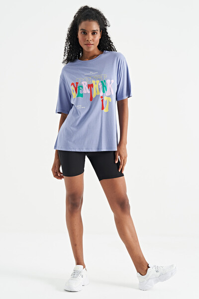 Tommylife Wholesale Light Amethyst Oversize Basic Women's T-Shirt - 02306 - Thumbnail
