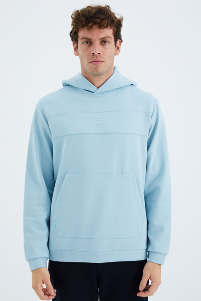 Tommylife Wholesale Light Blue Hooded Relaxed Fit Men's Sweatshirt - 88277 - Thumbnail