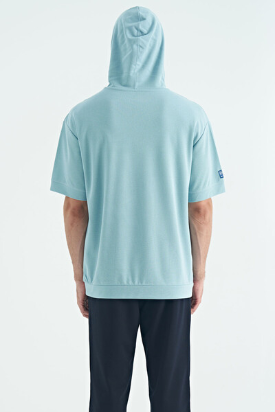 Tommylife Wholesale Light Blue Kangaroo Pocket Hooded Men's T-Shirt - 88195 - Thumbnail