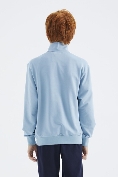 Tommylife Wholesale Light Blue Stand Collar Boys' Sweatshirt - 11183 - Thumbnail