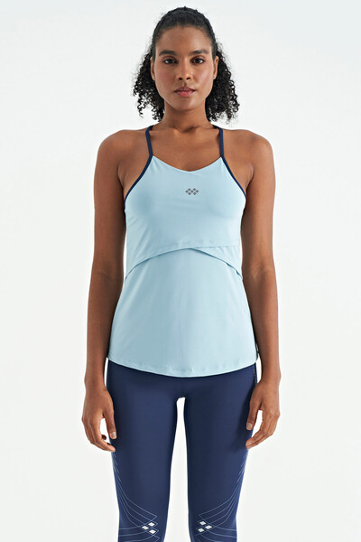 Tommylife Wholesale Light Blue Standard Fit Women's Sport Tank Top - 97261 - Thumbnail