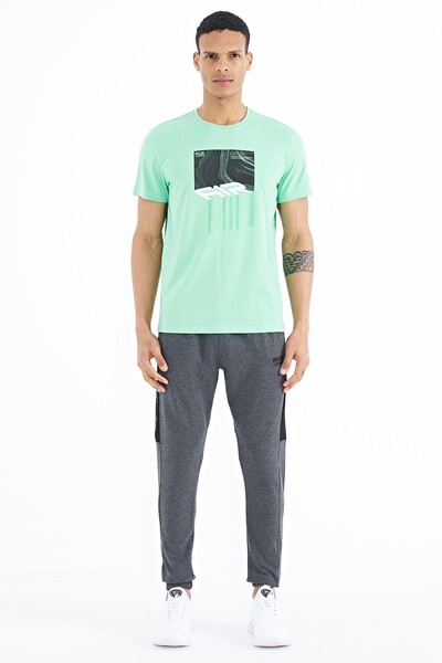 Tommylife Wholesale Louis Crew Neck Standard Fit Printed Men's T-Shirt 88202 Aqua Green - Thumbnail