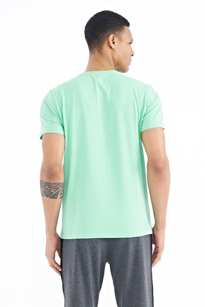 Tommylife Wholesale Louis Crew Neck Standard Fit Printed Men's T-Shirt 88202 Aqua Green - Thumbnail