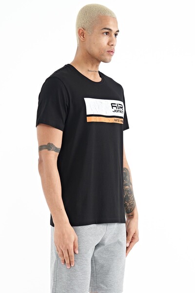 Tommylife Wholesale Luke Crew Neck Standard Fit Printed Men's T-Shirt 88221 Black - Thumbnail