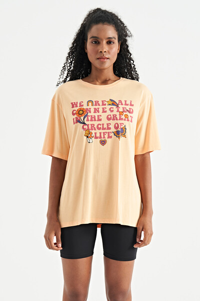 Tommylife Wholesale Melon O-Neck Oversize Women's T-Shirt - 02305 - Thumbnail