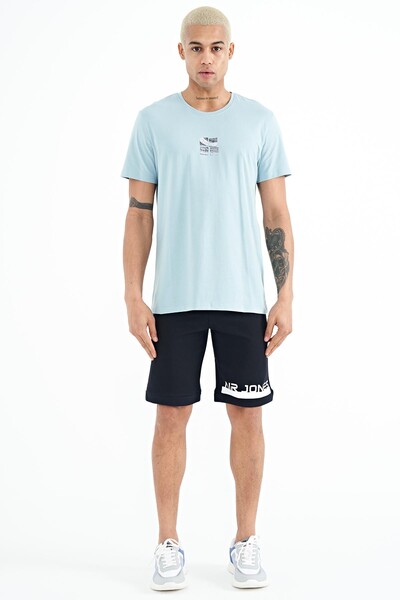 Tommylife Wholesale Miles Crew Neck Standard Fit Printed Men's T-Shirt 88222 Light Blue - Thumbnail