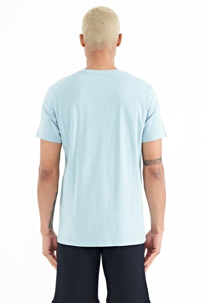 Tommylife Wholesale Miles Crew Neck Standard Fit Printed Men's T-Shirt 88222 Light Blue - Thumbnail