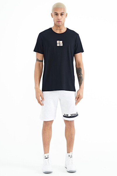 Tommylife Wholesale Miles Crew Neck Standard Fit Printed Men's T-Shirt 88222 Navy Blue - Thumbnail