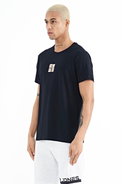 Tommylife Wholesale Miles Crew Neck Standard Fit Printed Men's T-Shirt 88222 Navy Blue - Thumbnail