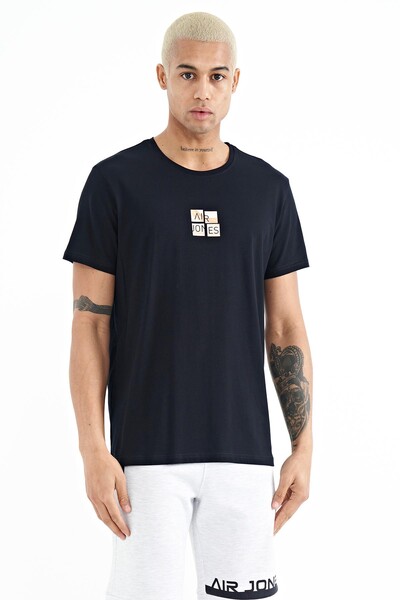 Tommylife Wholesale Miles Crew Neck Standard Fit Printed Men's T-Shirt 88222 Navy Blue - Thumbnail