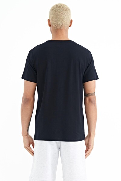 Tommylife Wholesale Miles Crew Neck Standard Fit Printed Men's T-Shirt 88222 Navy Blue - Thumbnail