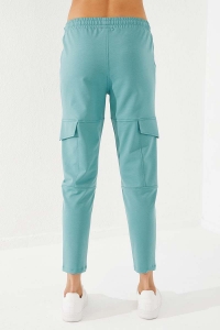 Tommylife Wholesale Mint Green High Waist With Cargo Pockets Comfy Skinny Hem Women's Sweatpant - 94588 - Thumbnail