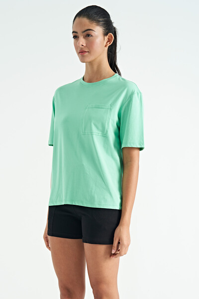 Tommylife Wholesale Mint Green Oversize Women's T-shirt - 02268 - Thumbnail