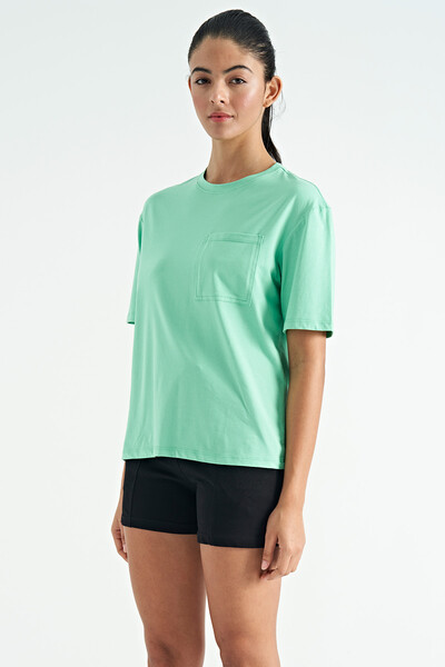 Tommylife Wholesale Mint Green Oversize Women's T-shirt - 02268 - Thumbnail