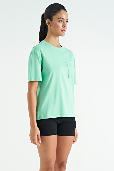 Tommylife Wholesale Mint Green Oversize Women's T-shirt - 02268 - Thumbnail