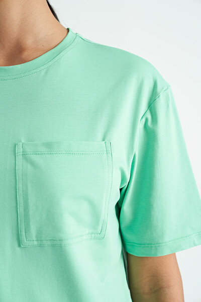 Tommylife Wholesale Mint Green Oversize Women's T-shirt - 02268 - Thumbnail