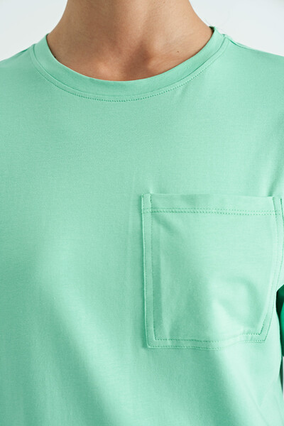 Tommylife Wholesale Mint Green Oversize Women's T-shirt - 02268 - Thumbnail