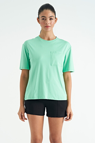 Tommylife Wholesale Mint Green Oversize Women's T-shirt - 02268 - Thumbnail